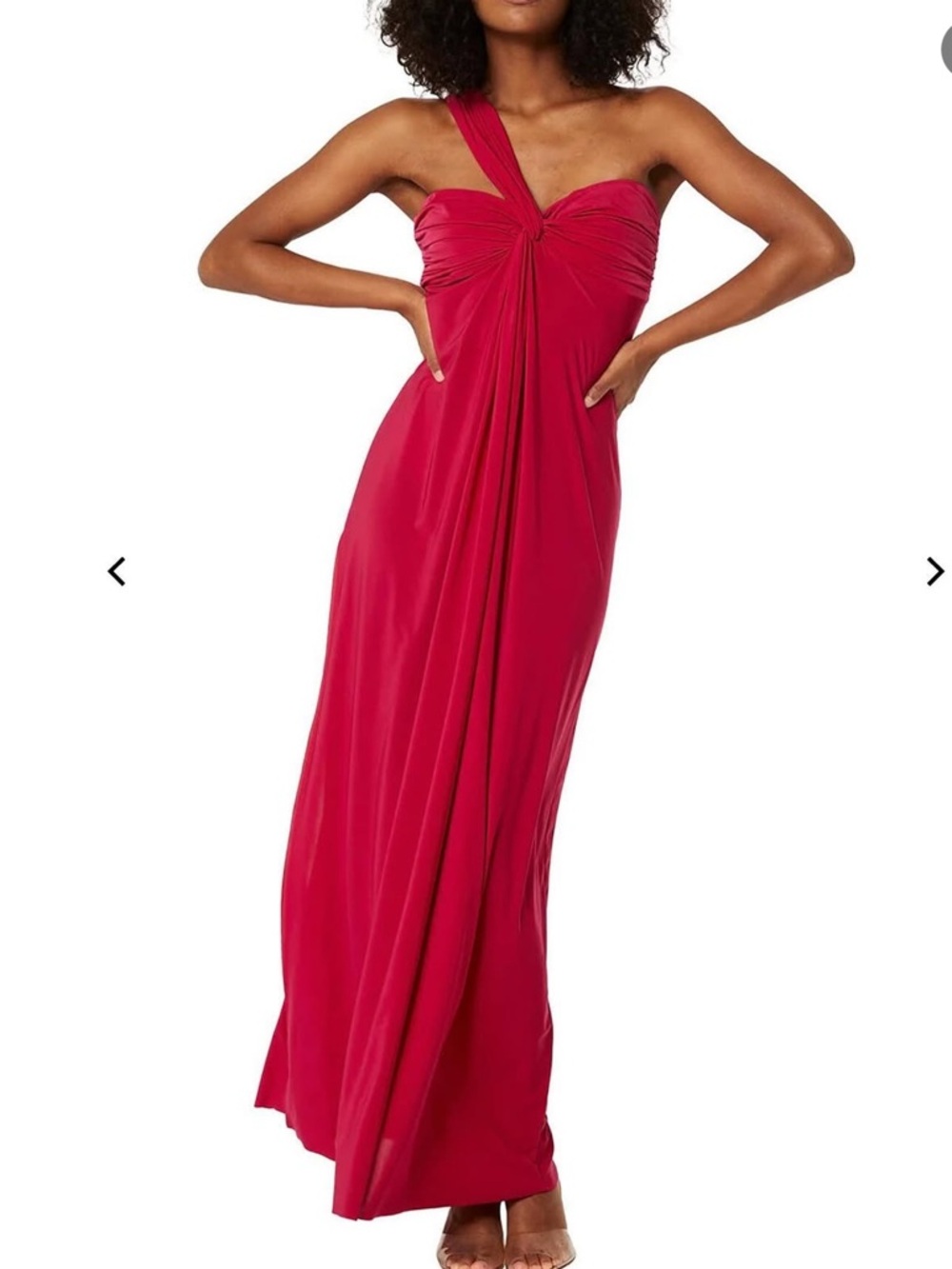 Misa Los Angeles One-Shoulder Fuchsia Red Draped Gown